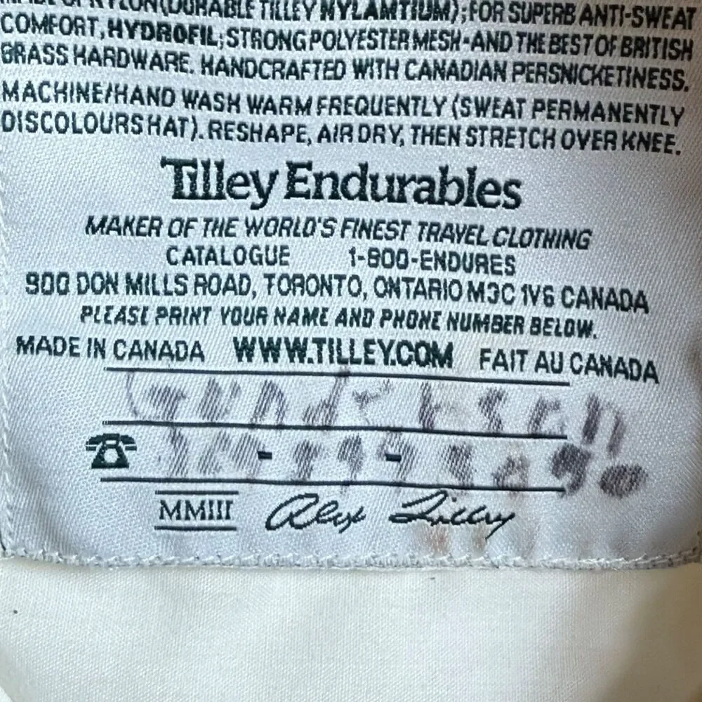 Vintage Tilley Endurables Airflo T4 Safari Hat Khaki Made Canada Size 7 1/4